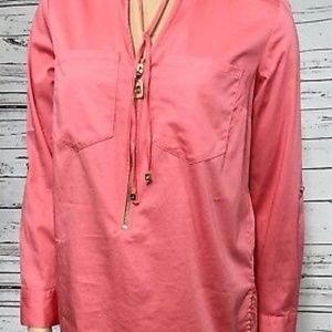 MICHAEL KORS SIGNATURE CORAL PINK HALF ZIP TUNIC